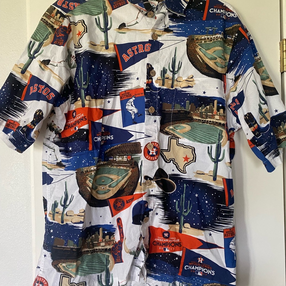 Aloha From Reyn Spooner Baseball Shirt Mens Médium Houston Astros 2017 Champions
